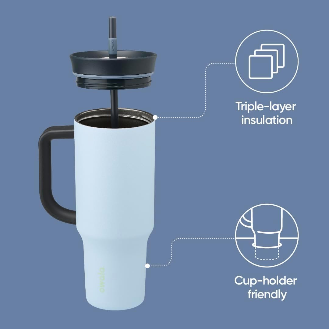 Owala 40oz tumbler blue removable straw for sip-or-swig flexibility