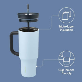 Owala 40oz tumbler blue removable straw for sip-or-swig flexibility