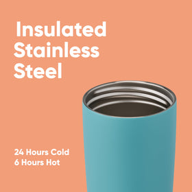 Owala coffee tumbler in grey-blue Beachy Breeze for travel and daily use.