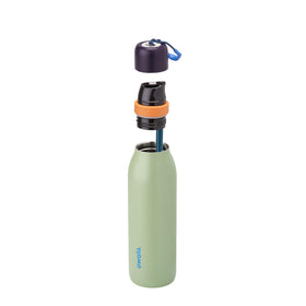 Owala FreeSip Twist blue-green camo bottle ready for outdoor adventures.