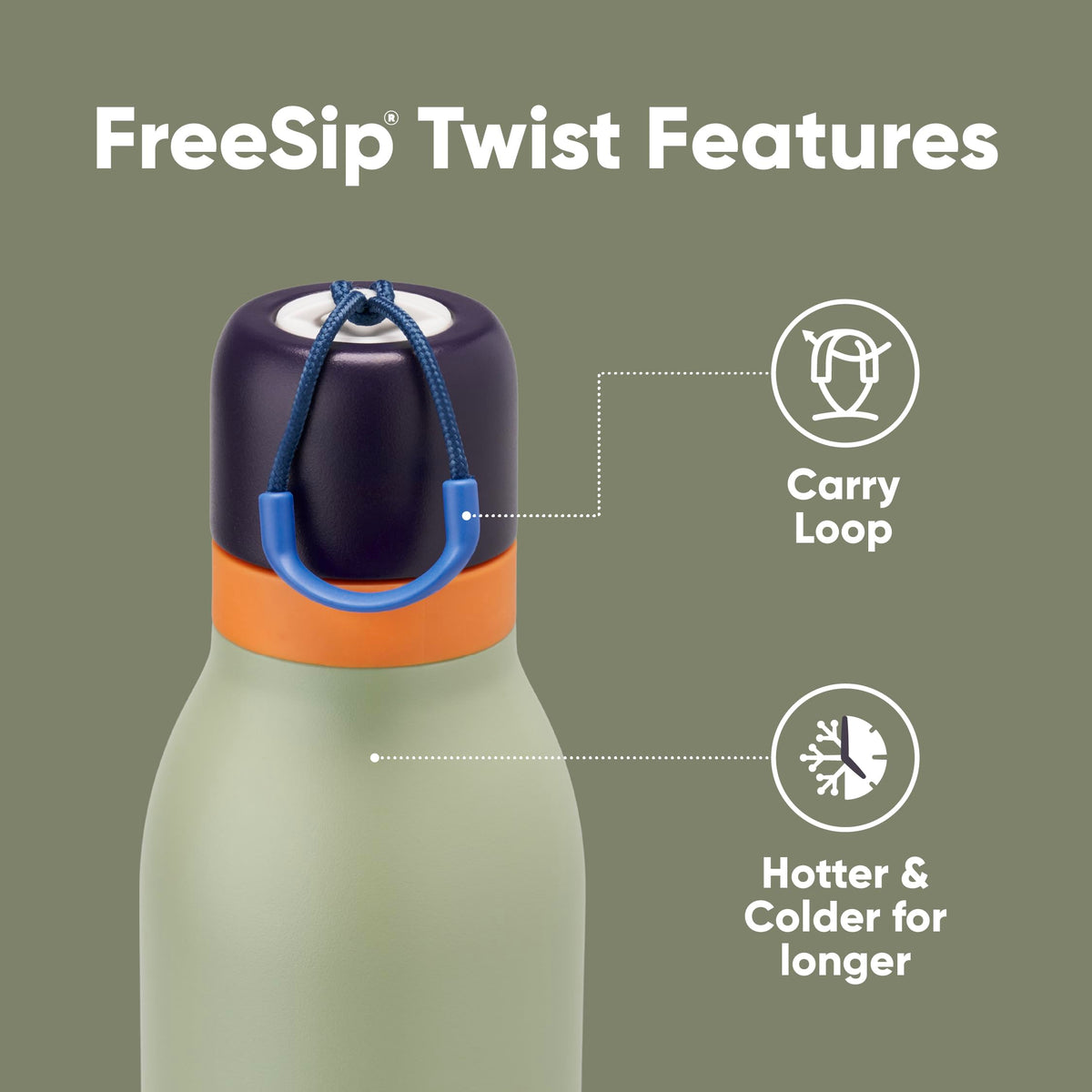 Owala FreeSip Twist spout in use shows sipping and swig flexibility.