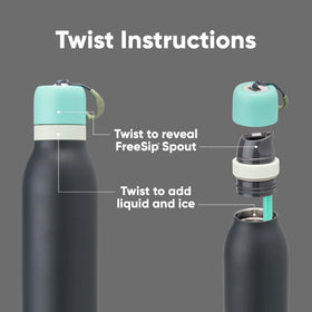 Owala FreeSip Twist leak-proof twist-top keeps liquids secure during travel.