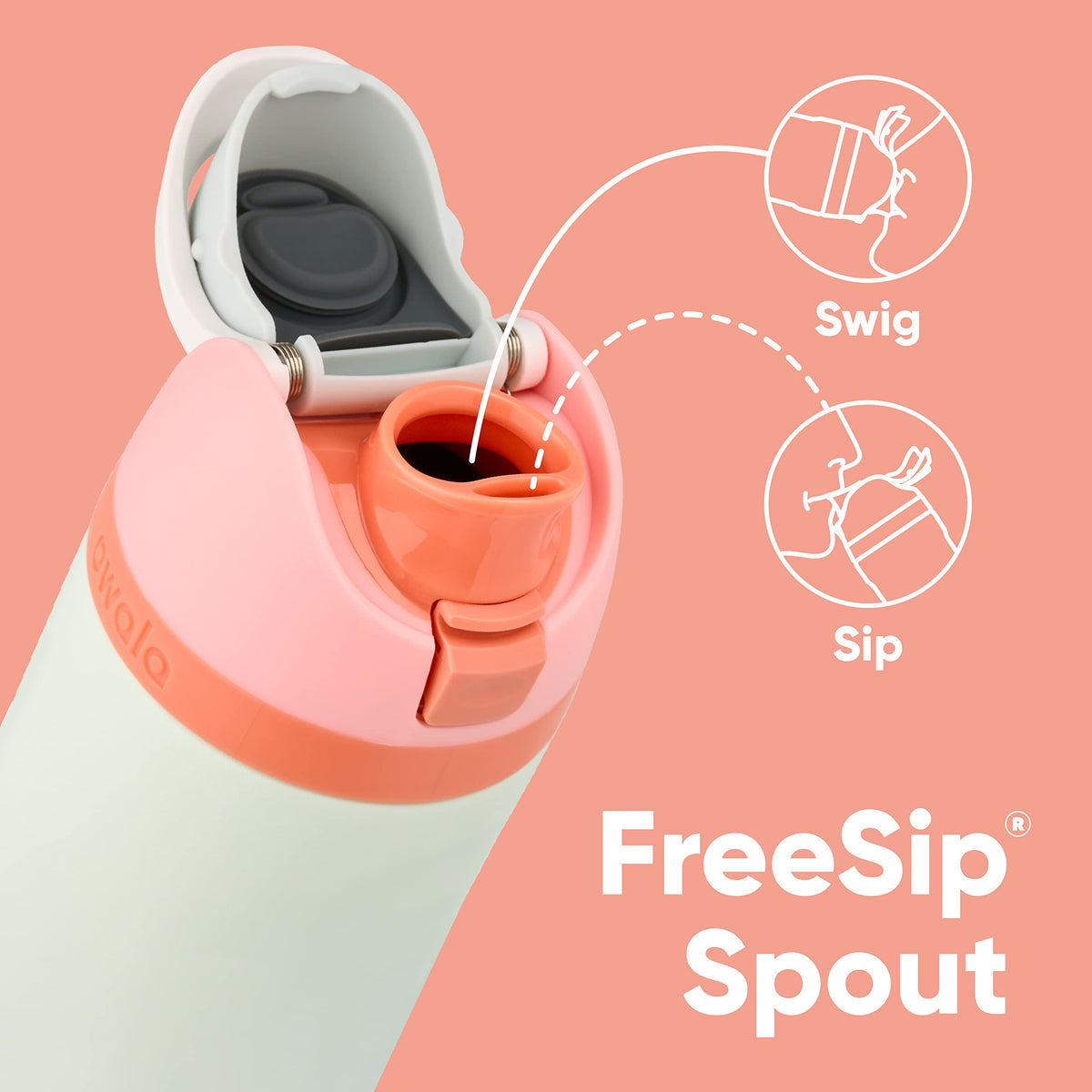Owala FreeSip wide-mouth opening for ice and thorough cleaning.