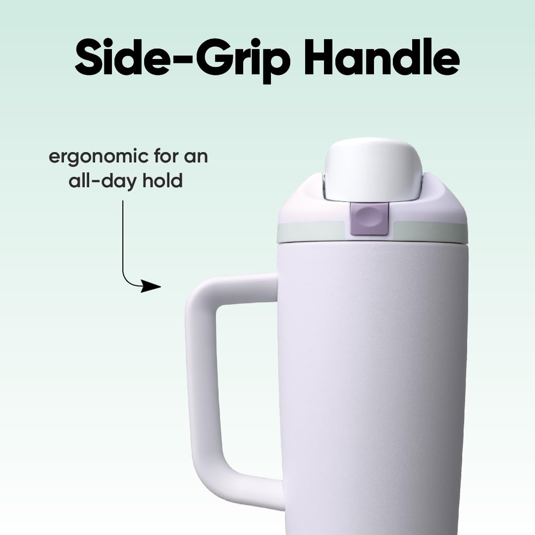 Owala FreeSip 30oz bottle cup-holder friendly base for quick access.