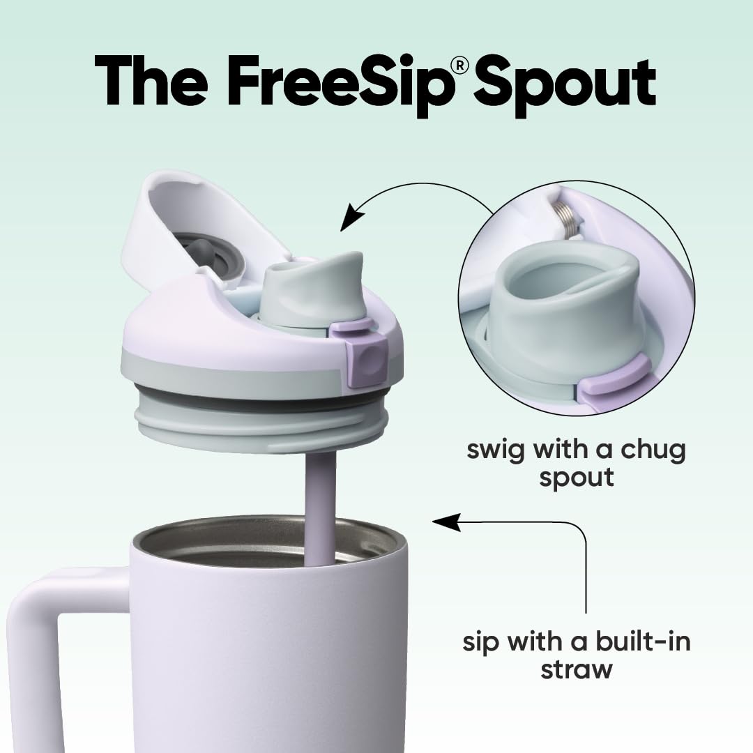 Owala FreeSip 30oz bottle push-button lid enables quick one-handed use.