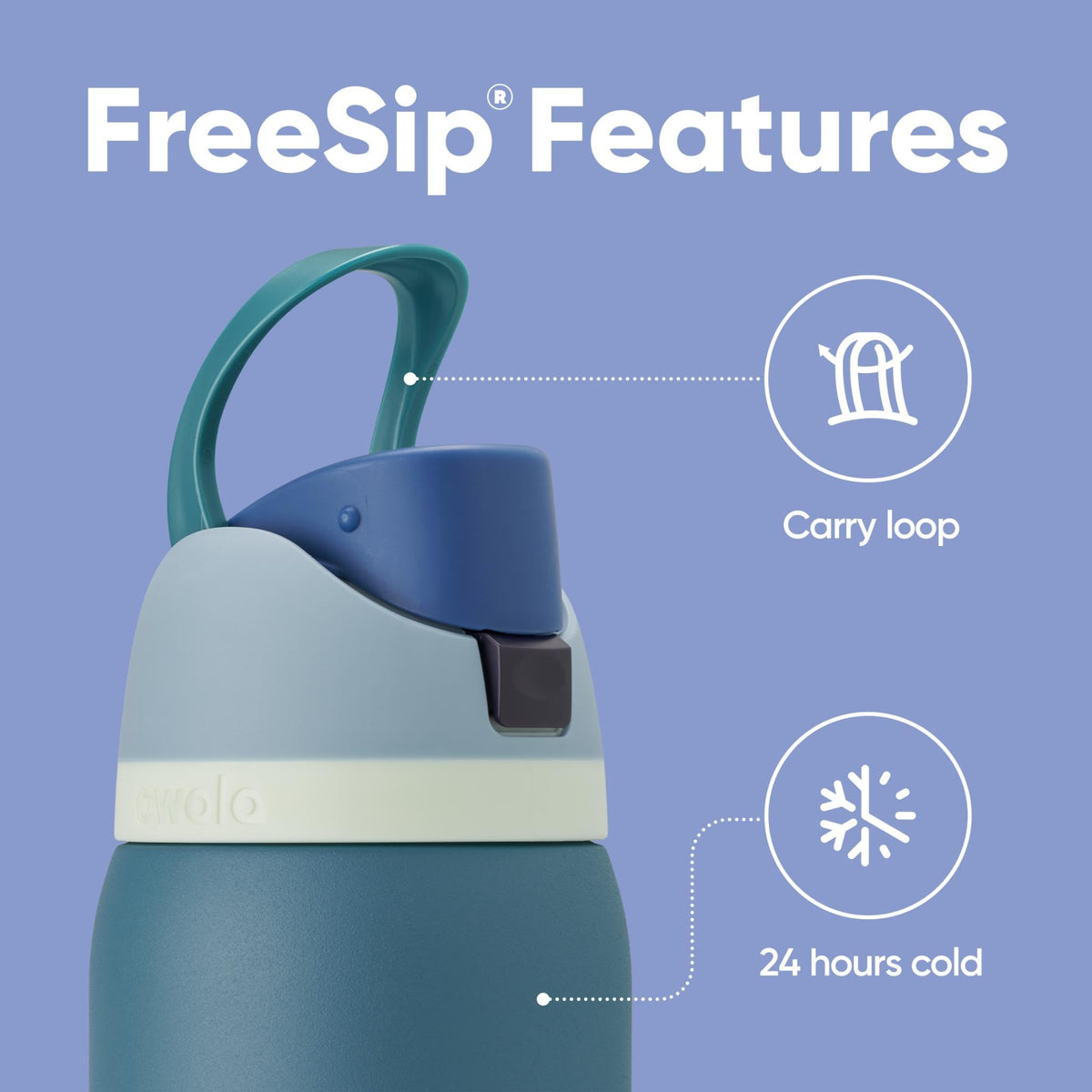 Owala FreeSip bottle double-wall insulation keeps drinks cold on the go