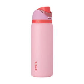Owala FreeSip 32oz bottle in Pink Angel Food Cake, front view, ideal for on-the-go hydration.