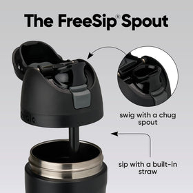 Owala FreeSip bottle with locking lid prevents leaks during travel.