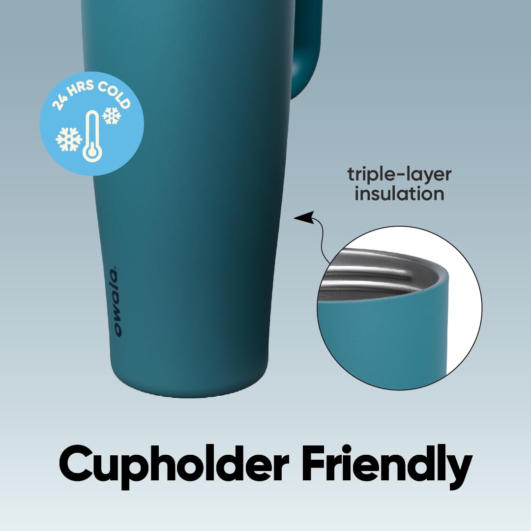 Owala FreeSip 40oz denim insulated bottle keeps drinks cold