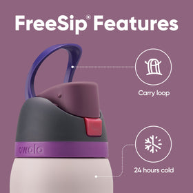 Owala FreeSip Dreamy Field side view suitable for travel and school routines