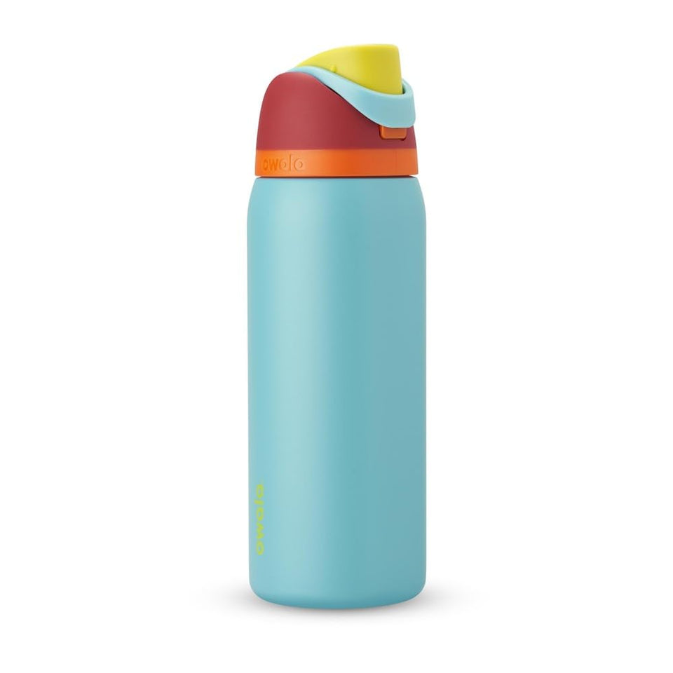 Owala FreeSip bottle with straw for easy one-handed sipping on the go.