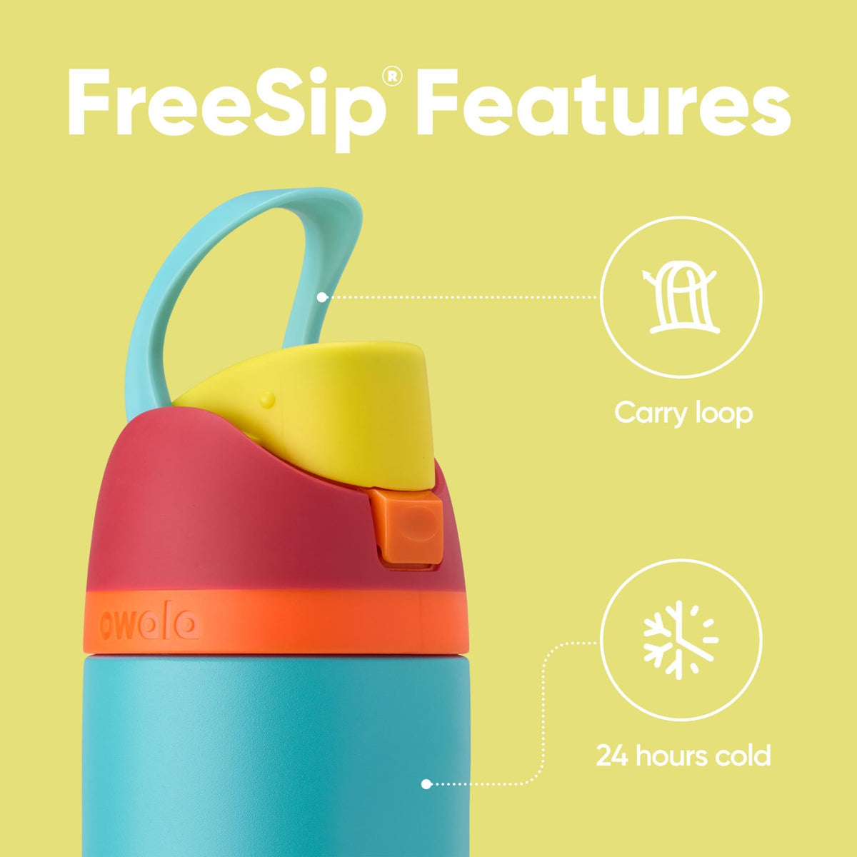 Owala FreeSip double-wall insulation keeps drinks cold for up to 24 hours.