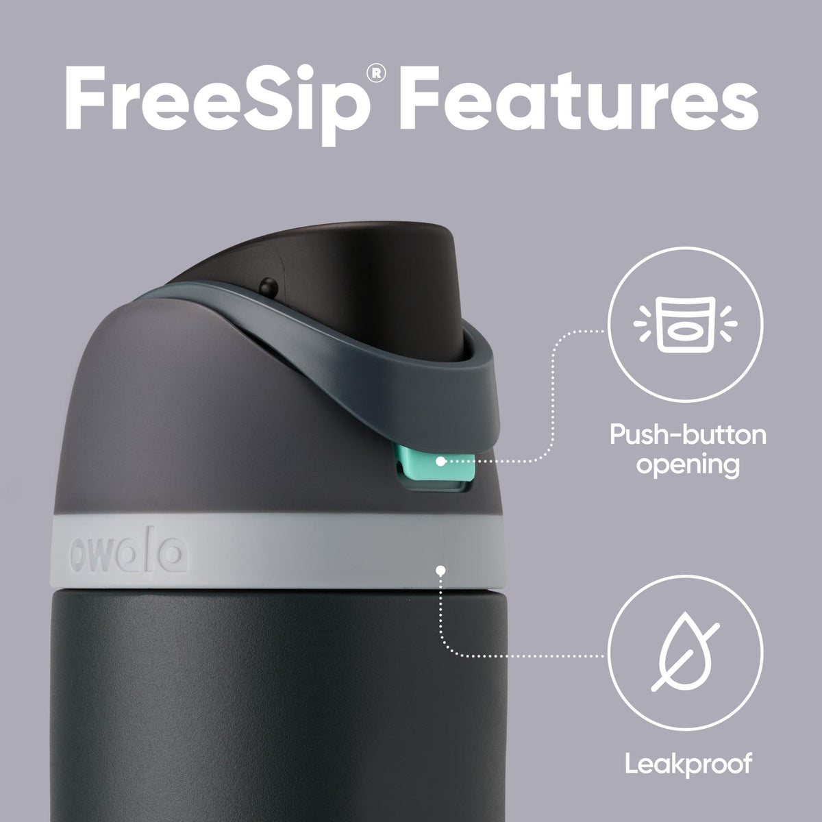 Owala FreeSip spout design for sipping or tilting swig
