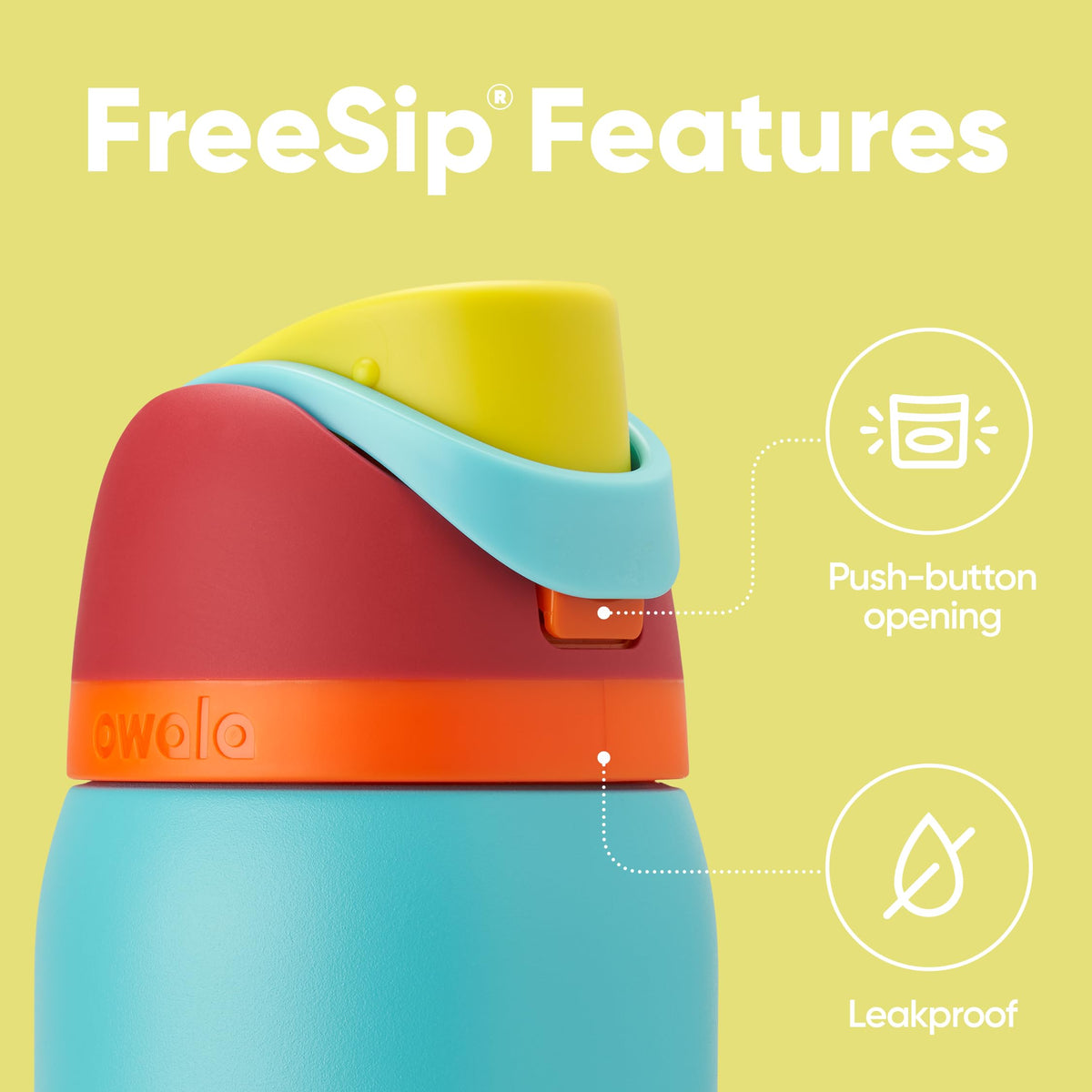 Owala FreeSip locking lid keeps the spout clean and secure.