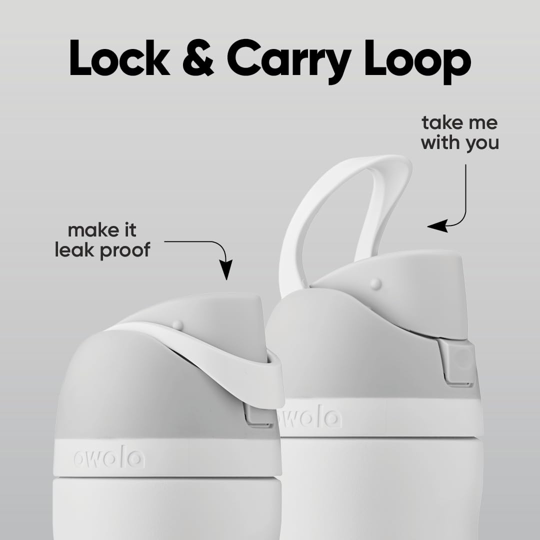 Owala FreeSip locking lid with push button for on-the-go cleanliness