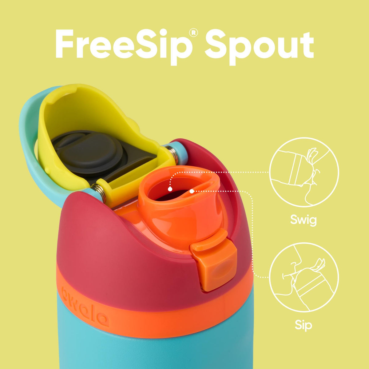 Owala FreeSip locking lid protects the straw during travel.