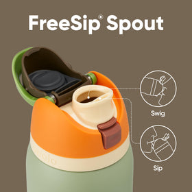 Owala FreeSip spout lid close-up showing clean sipping design