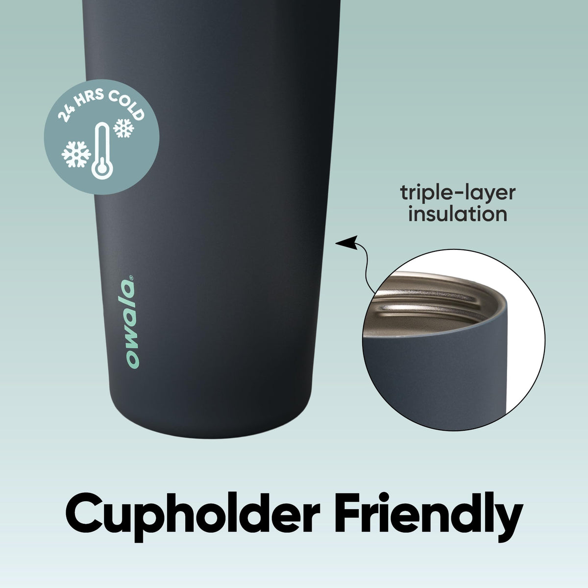Owala FreeSip Sway bottle features a sturdy bucket handle for easy carrying.