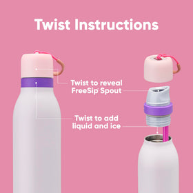 Owala FreeSip Twist bottle showing built-in straw for convenient sipping.