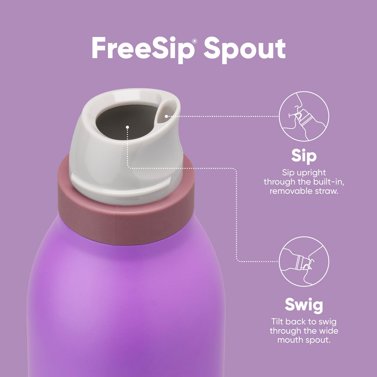 Owala FreeSip Twist bottle features a carry loop for quick transport