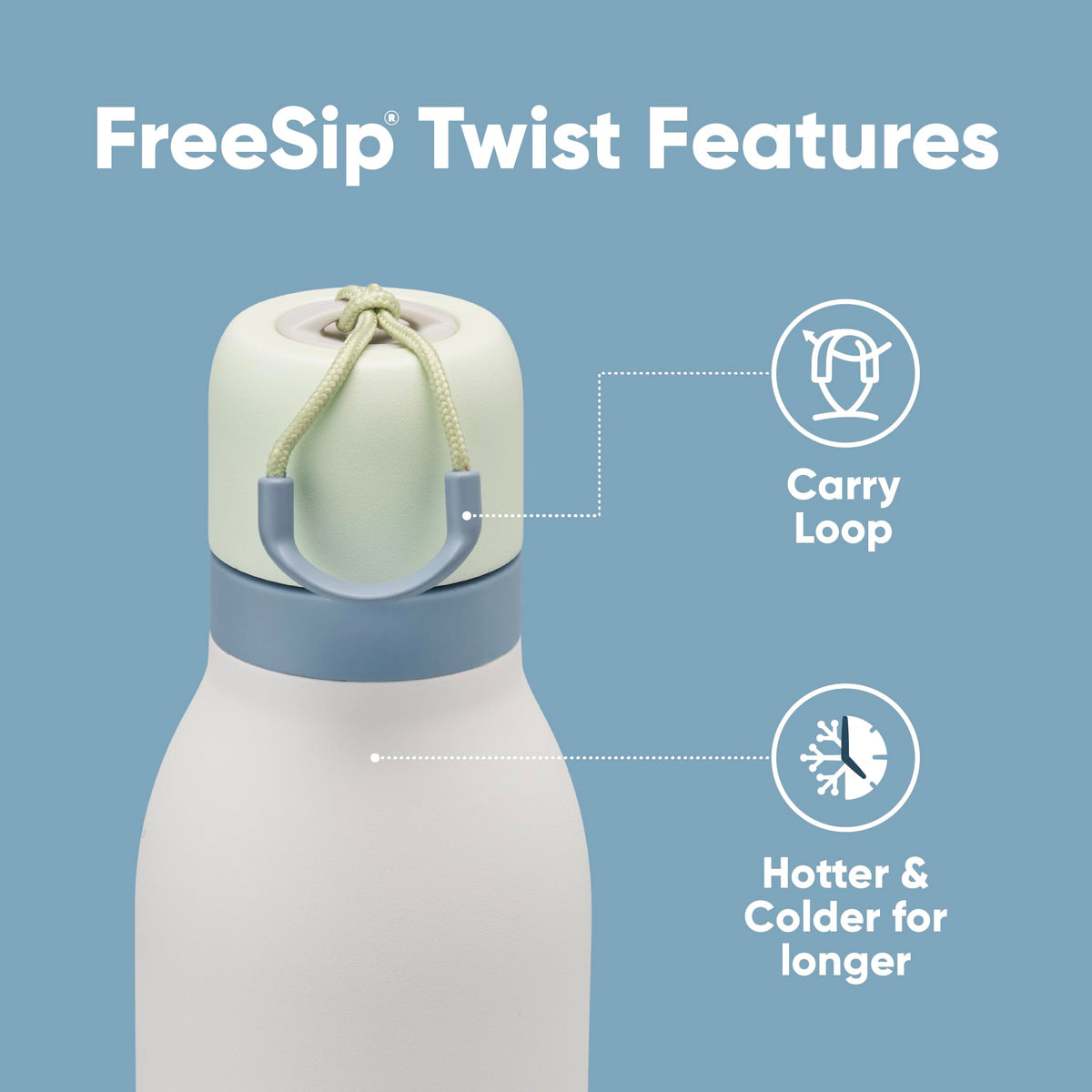 Owala FreeSip Twist 18oz insulated stainless bottle keeps drinks at temperature.