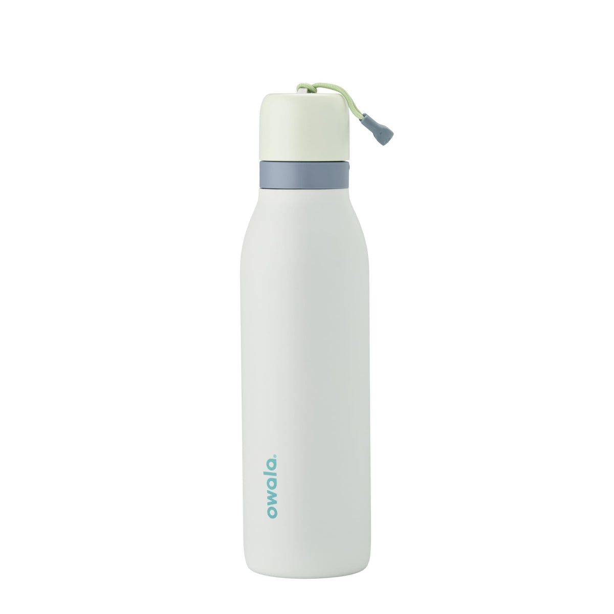 Owala FreeSip Twist bottle top with carry loop for easy transport.