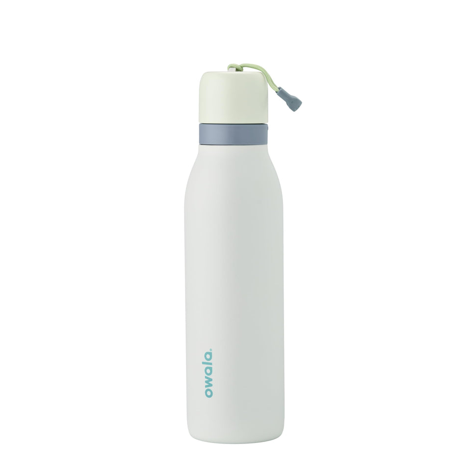 Owala FreeSip Twist bottle top with carry loop for easy transport.