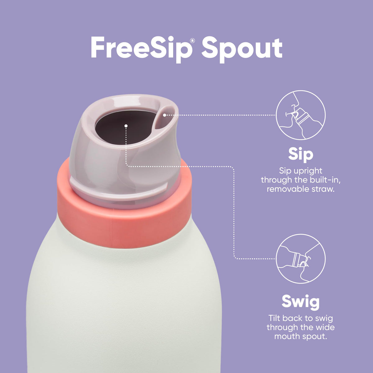 Owala FreeSip Twist insulated stainless steel construction keeps drinks at temperature.