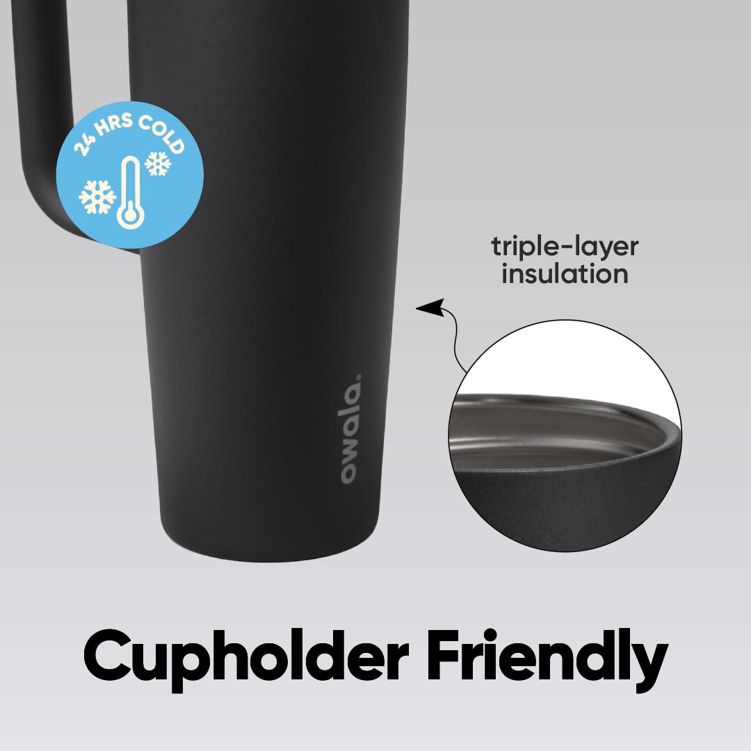 Owala FreeSip wide-mouth opening for quick ice addition and easy cleaning.