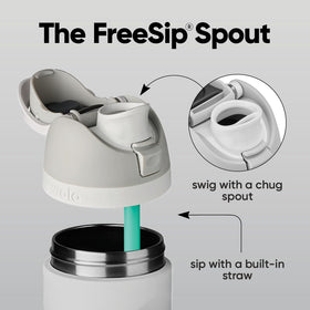 Owala FreeSip wide-mouth opening for quick ice and simple cleaning.
