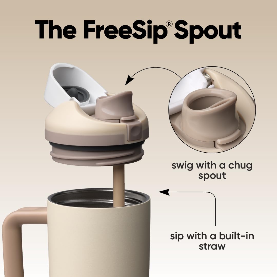 Owala FreeSip wide-mouth opening for easy cleaning and ice addition.