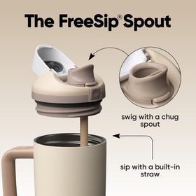 Owala FreeSip wide-mouth opening for easy cleaning and ice addition.