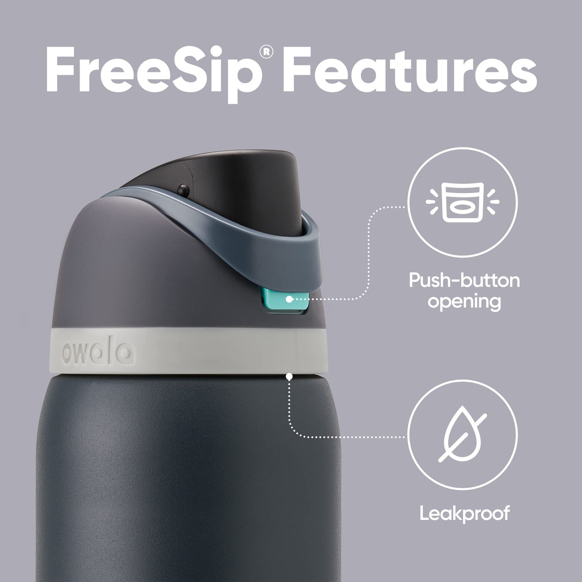 Owala FreeSip wide mouth opening for easy cleaning and ice addition.