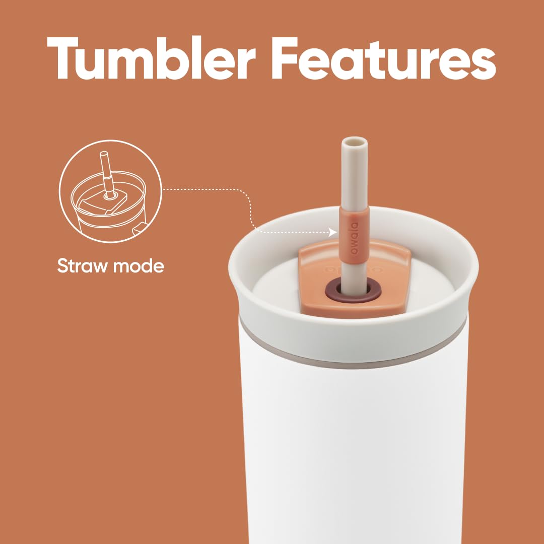Owala grey-white 24 oz tumbler ideal for iced tea and refreshing beverages