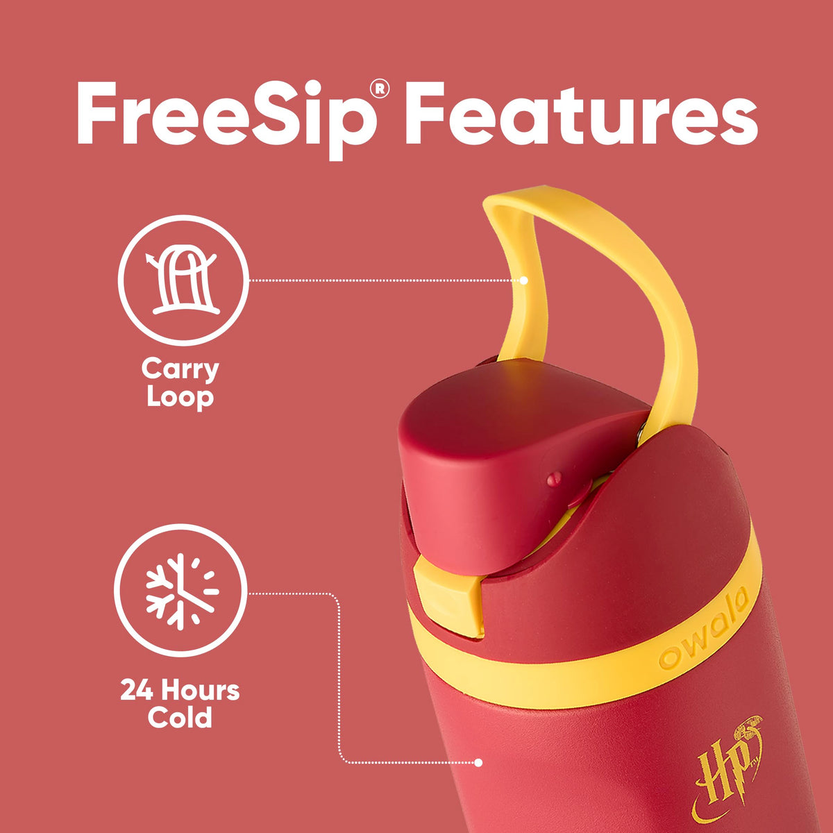Owala FreeSip bottle lid push offers hygienic access on hikes.