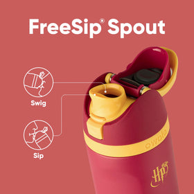 Owala FreeSip bottle with straw action enables easy sipping during commutes.