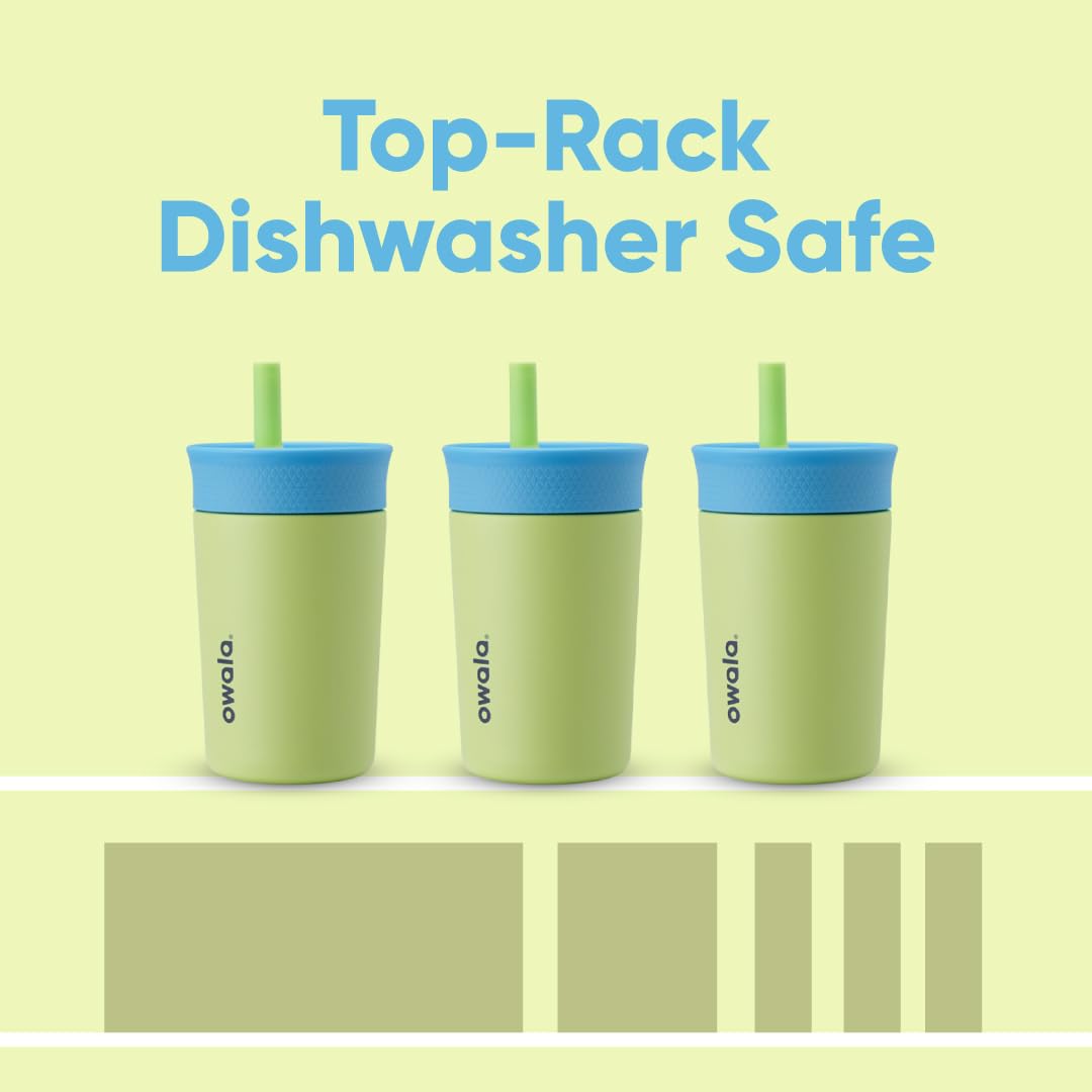 Owala Kids Tumbler in blue and light green colorway inviting joyful sipping on the go.