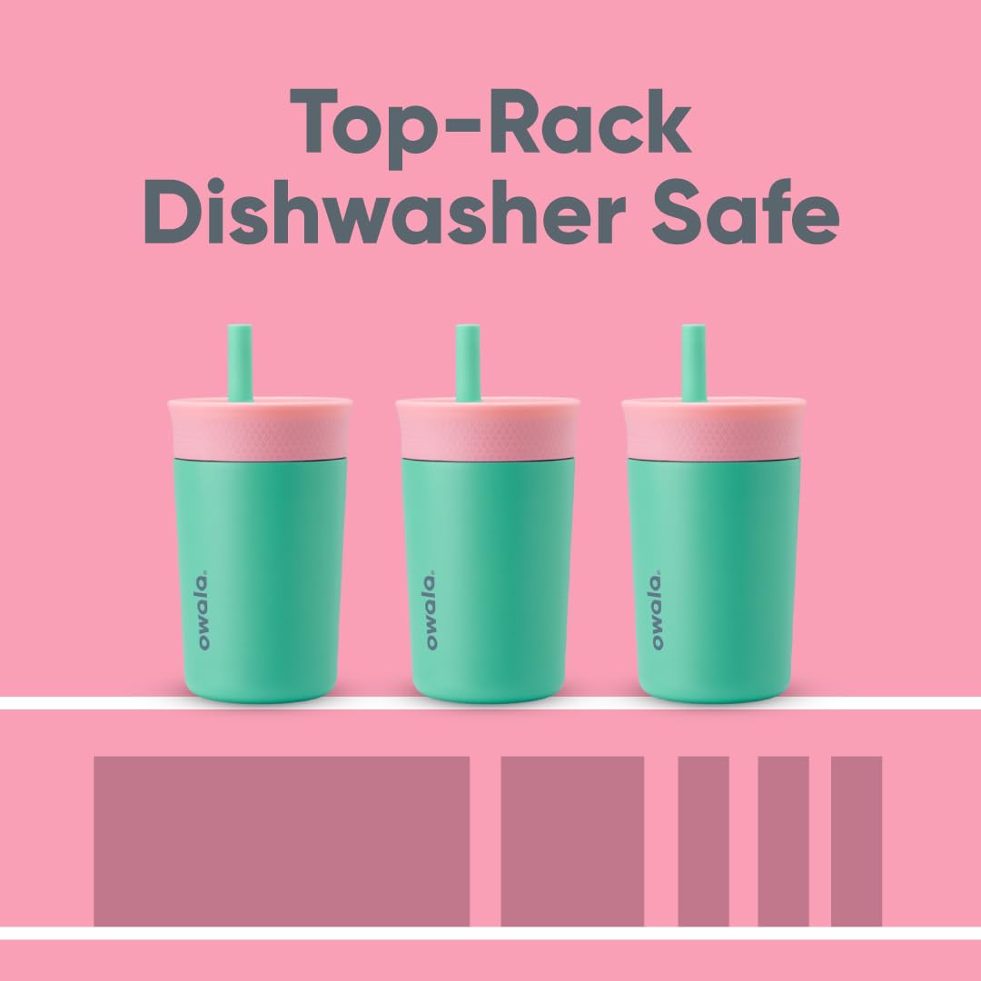 Owala Kids Tumbler bright pink and teal design appeals to kids