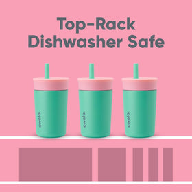 Owala Kids Tumbler bright pink and teal design appeals to kids