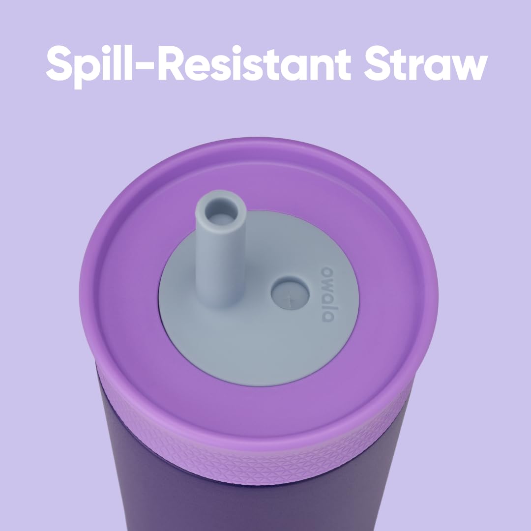 Owala Kids tumbler showing insulated stainless steel body for cool drinks.