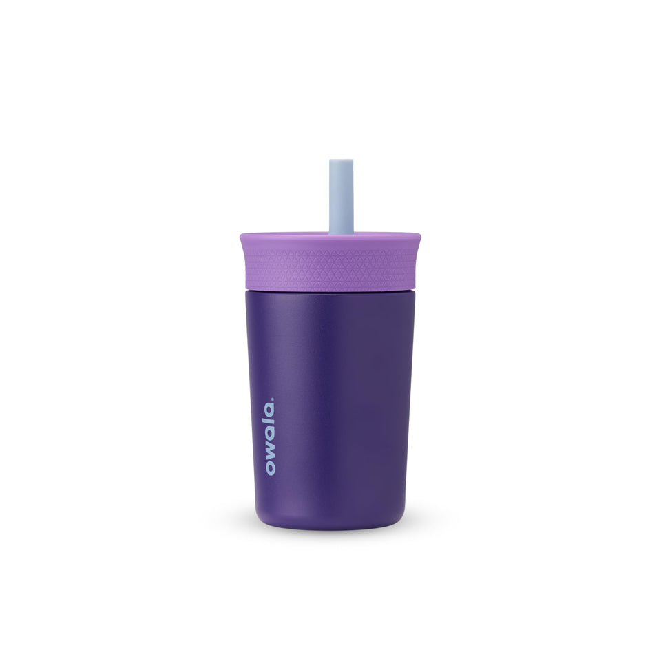 Owala Kids tumbler with spill-resistant lid preventing messes during use.