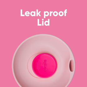 Owala leak-proof lid in action helps prevent spills during travel.