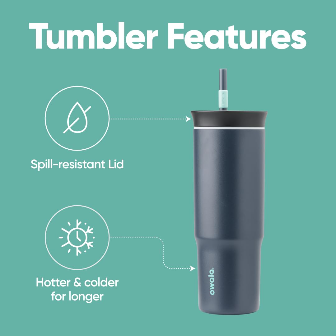 Owala removable straw emphasizes easy cleaning and reuse.