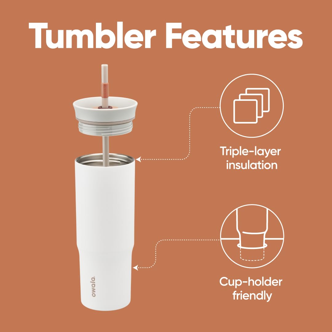 Owala tumbler with removable straw for easy sipping and cleaning