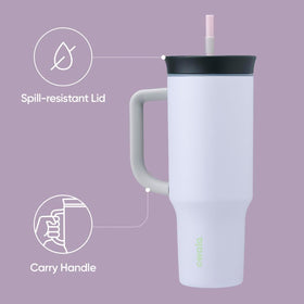 Owala double-wall insulation keeps drinks cold longer during commutes.