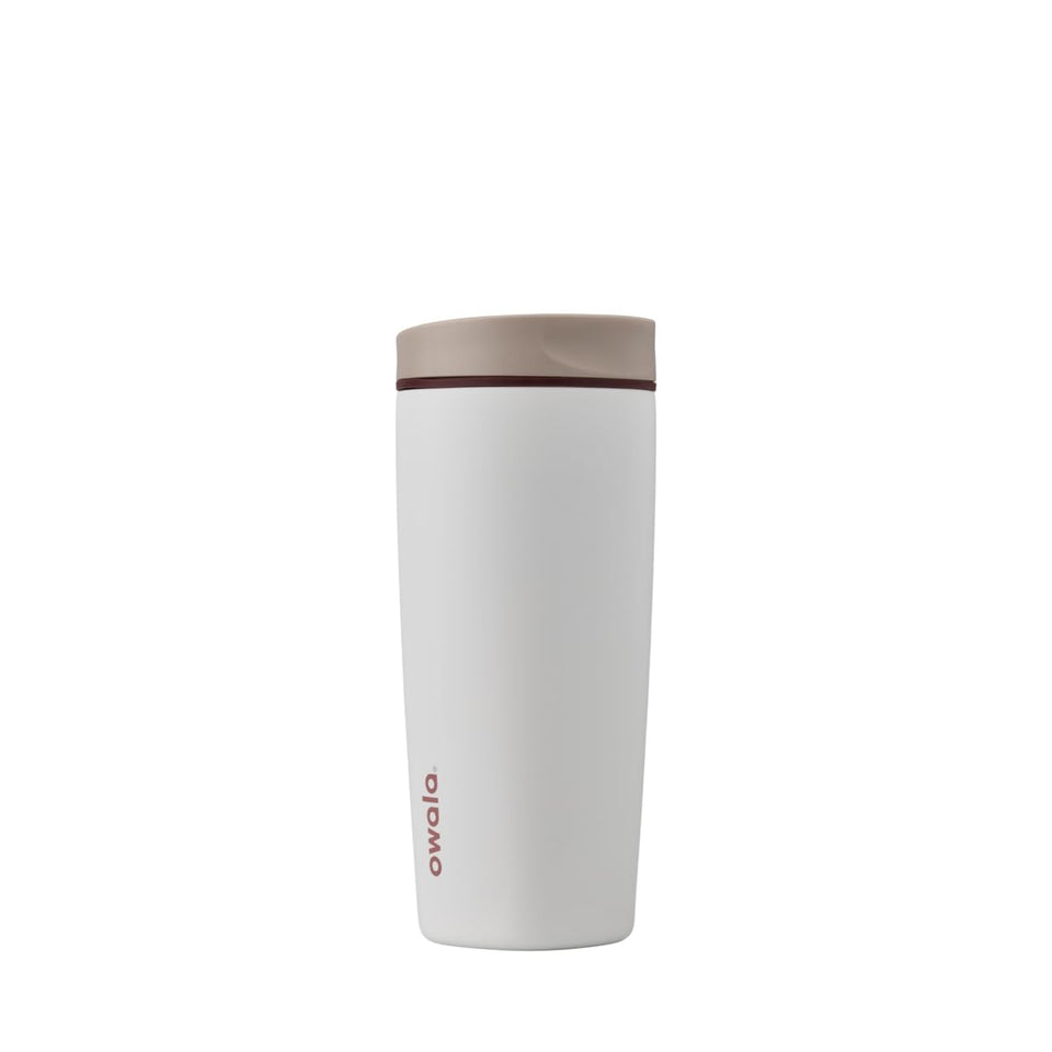 Owala SmoothSip Slider bottle closeup with leakproof lid for travel.