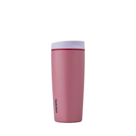 Owala SmoothSip Slider bottle lid keeps liquids sealed for travel.