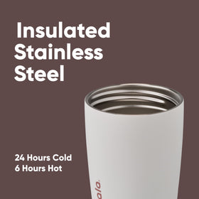 Owala SmoothSip Slider lid closeup features secure seal to prevent spills.