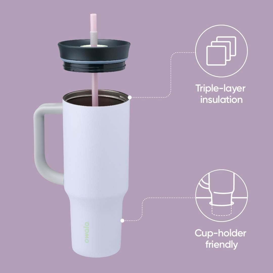 Owala removable straw enables easy cleaning and flexible sipping.