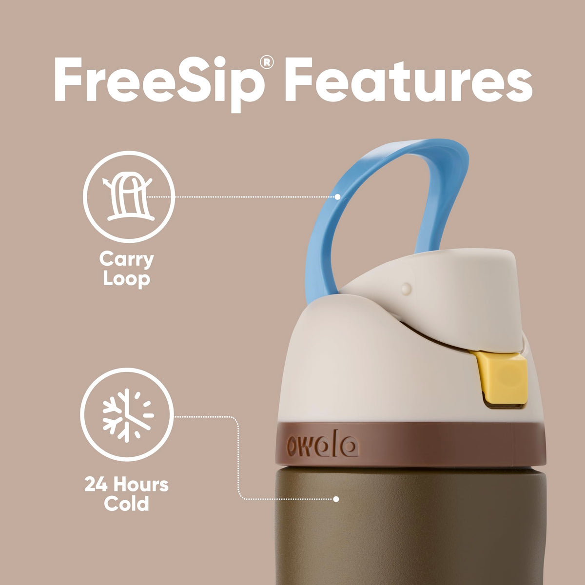 Owala FreeSip push lid keeps the spout clean during travel